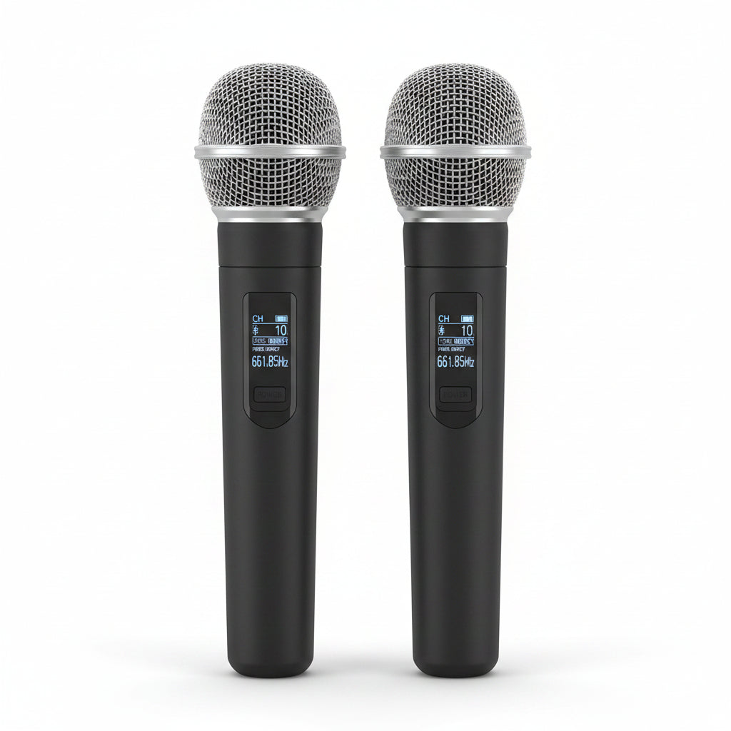 Professional UHF Wireless Handheld Microphone System with Rechargeable Receiver